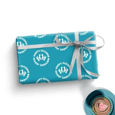 Name Personalized Gift Wrapping Paper with Happy F'ing Birthday Funny Gift Wrap - Image 1 of 4