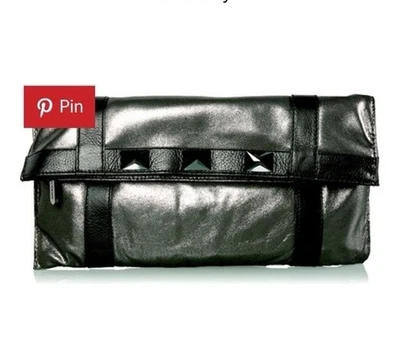 Botkier  Metallic Studio Clutch Black Leather Bag Evening Formal With Dust Bag - Image 1 of 4