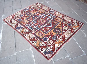 Antique Turkish Rug 53'' x 69'' Anatolian Canakkale Rug Organic Wool Area Rug - Picture 1 of 16