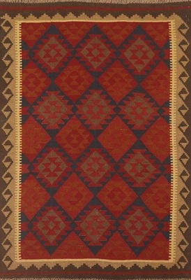 Alfombra reversible de lana Kilim alfombra oriental de tejido plano suroeste nómada 5x7 Foto 1 de 4