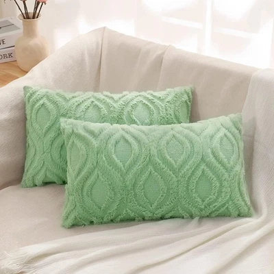 decorUhome Throw Pillow Covers 12x20 Inch Set of 2, Soft Plush Faux Wool Sage... - Image 1 of 4