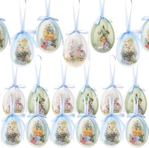 12 Pcs Hanging Easter Eggs Decorations Vintage Style Plastic 12 - Picture 1 of 7