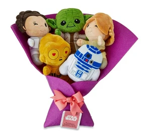 2025 San Valentino Leia, Luke, Yoda, C-3PO R2-D2 7 pollici bouquet di peluche 16" regalo - Foto 1 di 3