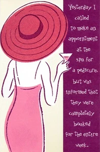 Funny ANYTIME Card, Spa Problems Girl Martini Fashion by American Greetings +✉ - Picture 1 of 4