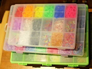 Rainbow Loom Large Lot! Rubber Bands, Charms, Looms, Clips, & Tools, 4 large box - Picture 1 of 8