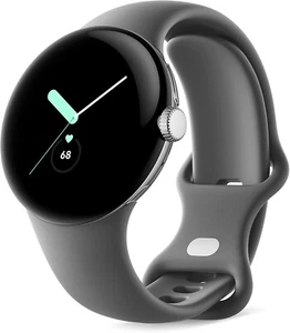 Google Pixel Watch 41mm polerowane srebrne etui ze stali nierdzewnej z węglem drzewnym... - Zdjęcie 1 z 4