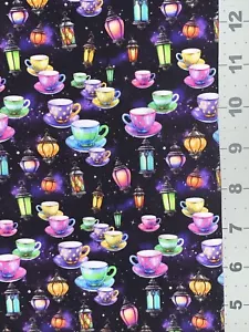 Alice in Wonderland Tea Cups Custom Fabric Fat Quarter 18”x28” Cotton Spandex - Picture 1 of 1