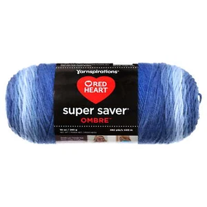 Red Heart Super Saver Ombre Medium Acrylic True Blue Yarn, 482 yd - Picture 1 of 7