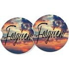 Forgiven Christian Sandstone Car Coasters-Black Quote-Colorful Sunrise-Set of 2