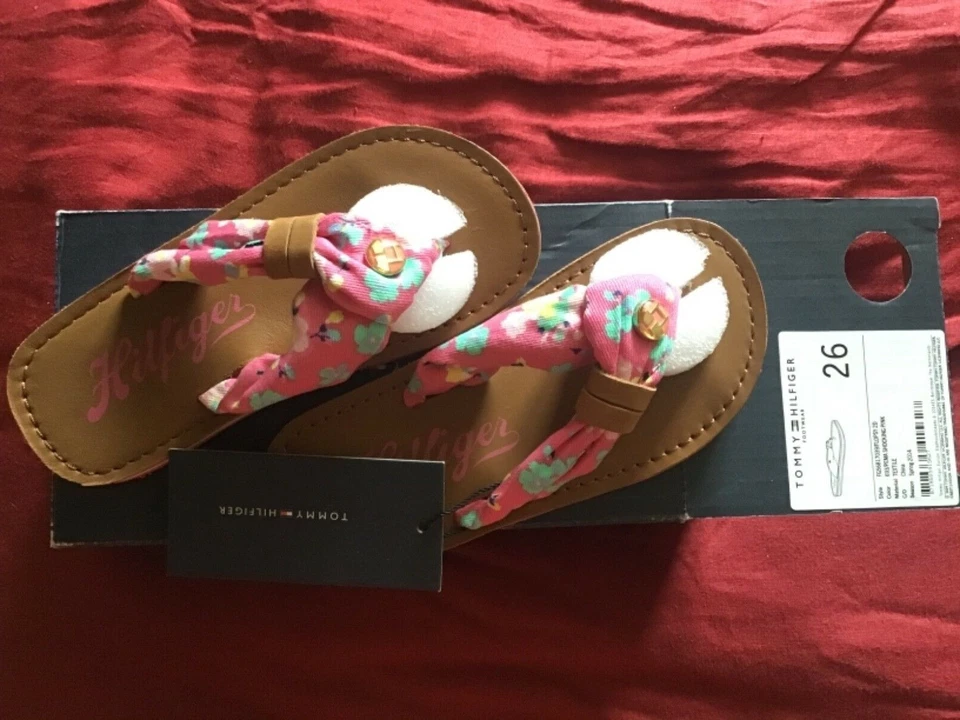 TOMMY HILFIGER Niñas Chanclas Zapatos de Playa Infantil Talla UK8.5 EUR 26 ¡Nuevos en Caja! Foto 1 de 1