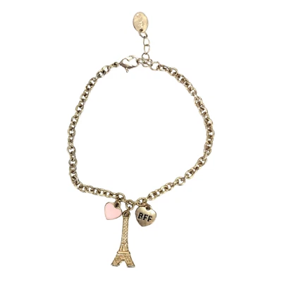 Brazalete Claires Tono Dorado Torre Eiffel BFF Corazón Dije Cierre Langosta Ajustable Foto 1 de 4