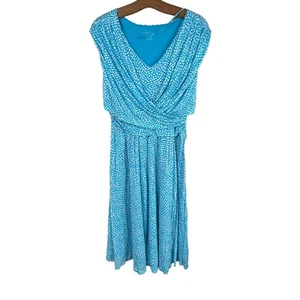 Charter Club Midi Dress Size Medium Faux Wrap Fit Flare Aqua Teal Petite NWT - Picture 1 of 10