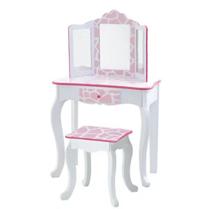 Fantasy Fields Gisele Giraffe Kids Play Vanity Table Stool White Pink - Picture 1 of 12