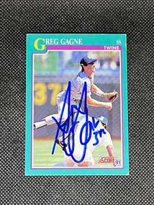 Greg Gagne Minnesota Twins 1991 Score Signed Auto Card #211 ~ COA - Picture 1 of 3