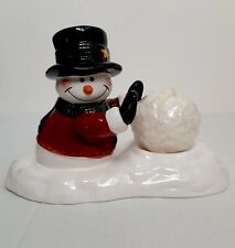 Snowman Rolling Snowball Candle Christmas Candle Holder Holiday Season Merry 