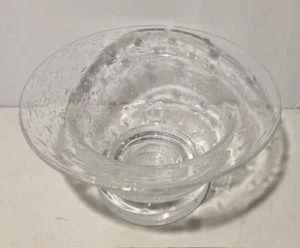 Clear Glass Bowl Controlled Bubbles Pedestal Dish 8" Wide Unmarked  - Picture 1 of 2