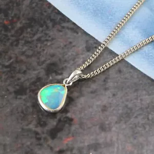 Collana con ciondolo opale in argento sterling, splendidi colori spilla, collana opale J-219 - Foto 1 di 4