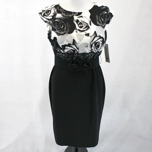 Joseph Ribkoff Plus  Black & White Belted Lace Pixel Pencil Dress 20 - Picture 1 of 7
