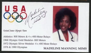 Madeline Manning Mims signed autograph US Olympic Team Business Card BC627 - Picture 1 of 1