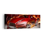 Canvas Print 140x50cm Wall Art Picture Car Flames Red Large Framed Image Artwork