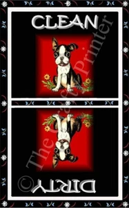 DOG DISHWASHER MAGNET (Boston Terrier) - 1 PIECE MAGNET - Clean/Dirty *Ship FREE - Picture 1 of 3