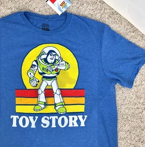 TOY STORY BUZZ LIGHTYEAR T-SHIRT Mens Small heather blue retro disney SOFT BLEND - Picture 1 of 4