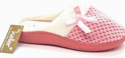 DR KELLER WOMEN`S PINK SOFT FFUR UPPER PADDED COMFORTABLE INSOLE FULL DR. KELLER SLIPPER