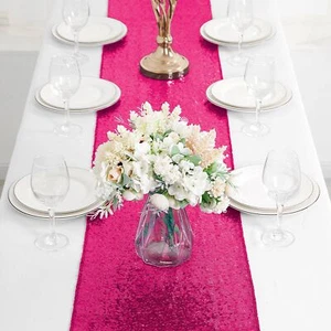 Hot Pink Sequin Table Runner 12''x72'' Glitter Table Runner for Party Hot Pin... - Picture 1 of 6
