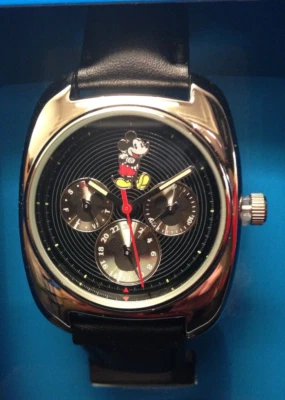 Disney Mickey Mouse Watch Black Face Day Date 24H Analog Mens NIB NOS Character - Image 1 of 3