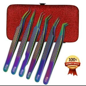 Professional Multi Eyelash Extension Tweezers set of 6 in a Magnetic Case - Bild 1 von 5