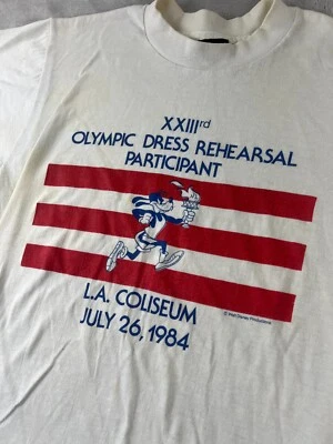 RARE 1984 LA Olympics Disney Goofy Olympic Rehearsal T-Shirt Sz SMALL Disneyland - Image 1 of 4
