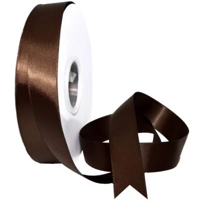 08822/00-850 Double Face Satin Ribbon 7/8" X 100 YD Brown Ribbon for Gift Wra... - Image 1 of 4