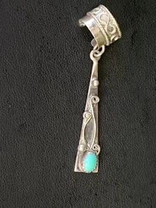 Vintage Navajo Indianer Sterlingsilber Türkis lange Ohrhänger Manschette H - Bild 1 von 8