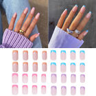 24Pc False Nail Tips French Line Press On Fingernails Manicure Decor Detachable~