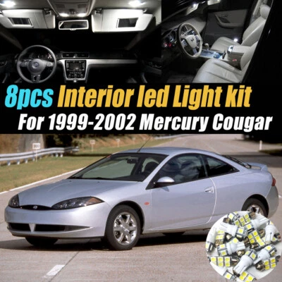 8Pc Super White Car Interior LED Light Bulb Kit for 1999-2002 Mercury Cougar - Imagem 1 de 4