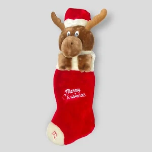 Chrisha Playful Plush Moose Deer Christmas Stocking Vintage 1988 *NO SOUND - Picture 1 of 8
