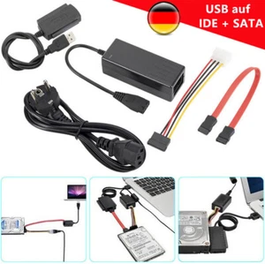 USB auf IDE + SATA Adapter für 2,5" & 3,5" HDD SSD Festplatten Festplatte DE - Afbeelding 1 van 14