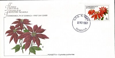 Rare Flowers Poinsettia 1980 Commonwealth of Dominica First Day Cover FDC - Image 1 of 3