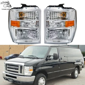 Right+Left Headlights For Ford E150 E250 E350 E450 2008-2013 2014 Econoline Van - Picture 1 of 12