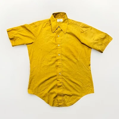 Vintage Arrow Kent Collection Shirt Mens L Button Up 50s Distressed Yellow - Image 1 of 4