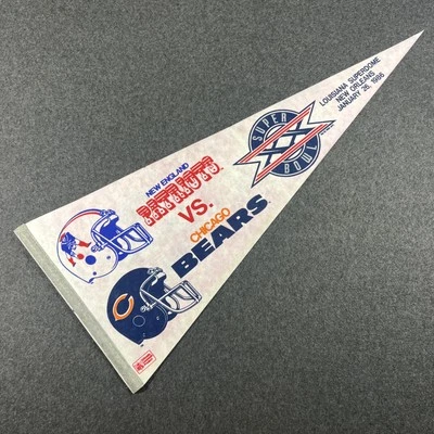 Chicago Bears vs New England Patriots Super Bowl XX Banderín Walter Payton 1985 Foto 1 de 4