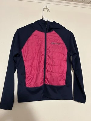 Chaqueta Abrigo Marmot Kids Variante Grande con Capucha Azul Marino/Berry Cremallera Completa Foto 1 de 4
