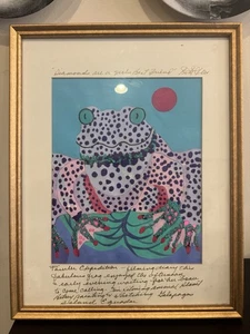 Betsey Fowler Hand Sign And Hand Painted Frog Painting Original Artwork Framed - Picture 1 of 3