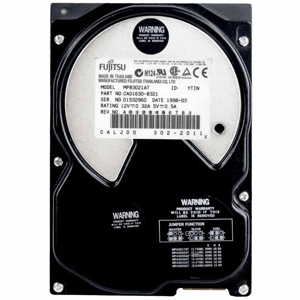Fujitsu MPB3021AT HDD Hard Disk IDE PATA 3.5" 2.1GB EIDE Desktop Computer - Image 1 of 2