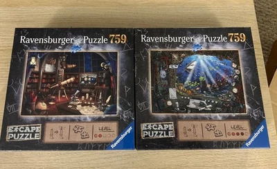 2 Ravensburger Puzzles ~ Escape Room ~ The Observatory & Submarine  New Sealed  - Image 1 of 2