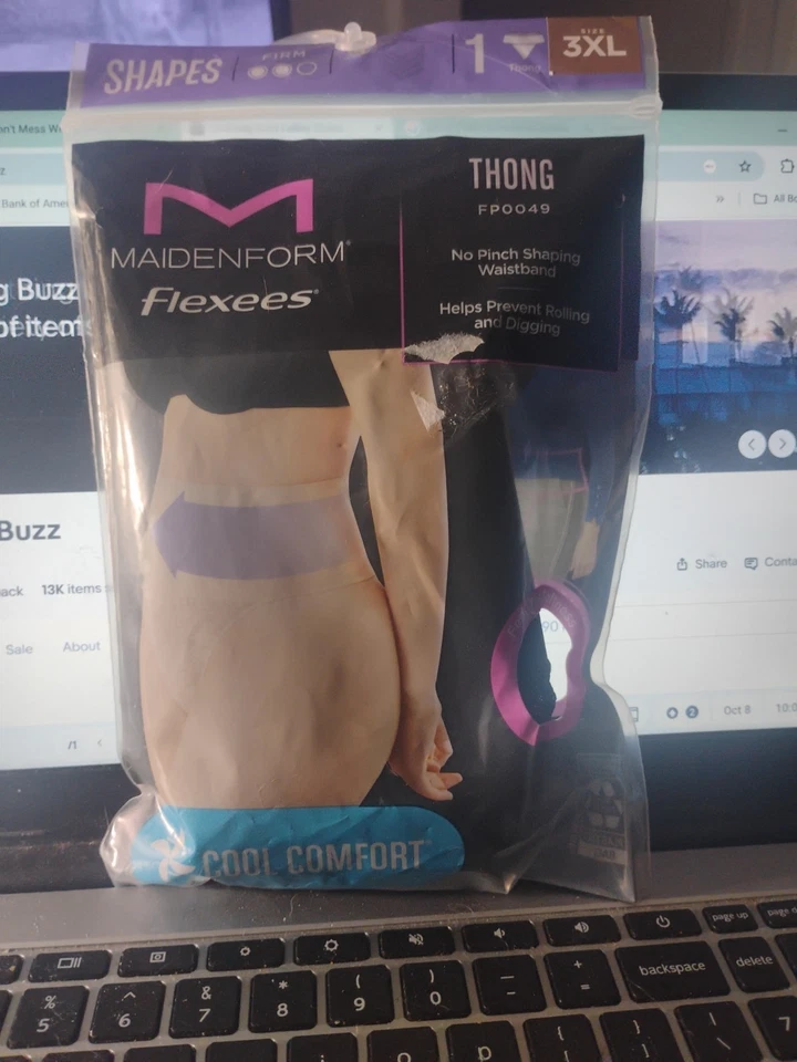 Tanga de encaje Maidenform suavizante de barriga fresca cómoda negra 3XL Foto 1 de 1