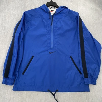 VINTAGE Nike Jacket Adult Medium Blue Windbreaker 1/2 Zip Center Swoosh Mens 90s - Image 1 of 4