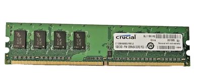 Crucial  1GB 240-PIN DIMM 128Mx64 DDR2 PC2 Desktop Memory Model CT12864AA800 - Image 1 of 3
