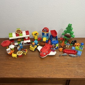 Huge Lego Duplo Mixed Lot Airport Forest Camping Pizza Restaurant INCOMPLETE