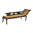 Chinese Hardwood Rattan Daybed Antique Vintage Chaise Lounge Victorian Regency
